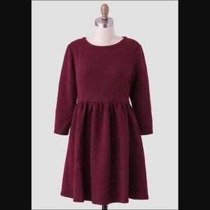 Burgundy Lulu's Fit/Flare Sweater Mini Dress